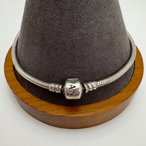 Pandora ALE Sterling Silver 925 Slide Charm Bracelet Snap clasp 9" Length - Picture 4 of 11